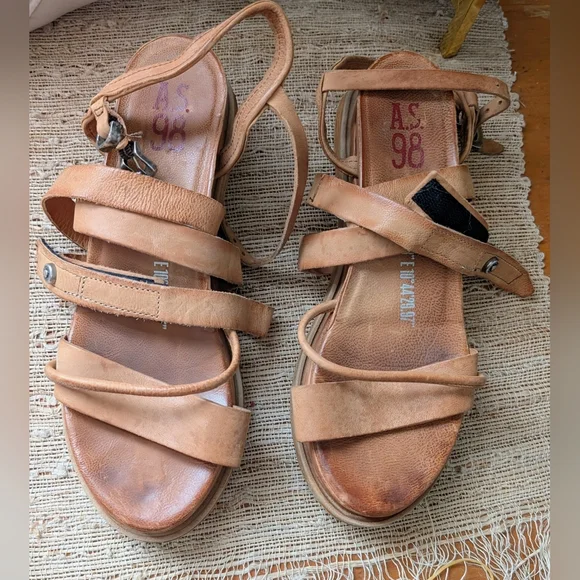 A.S.98 Labo strappy leather platform sandals size 41 - Picture 2 of 7